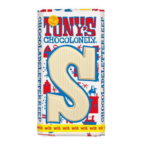 Tony's Chocolonely witte chocolade letter S 180gr von Tony's Chocolonely