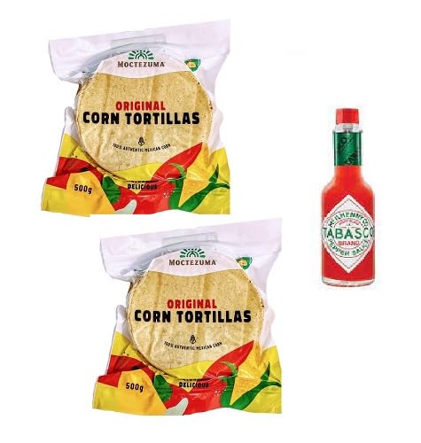 2x echte mexikanische Tortillas mit Nixtamal 500g + Red Tabasco Salsa 40 ml inklusive von Tooludic