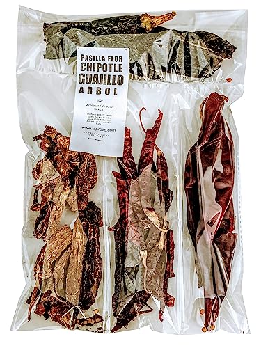 CuatroPack Chili Chipotle, Árbol, Pasilla Flor, Chili Guajillo 100g CuatroPack Chili Chipotle, Árbol, Pasilla Flor, Chili Guajillo 100g von Tooludic