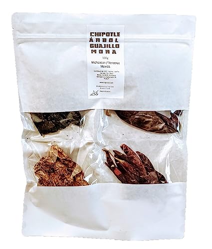 CuatroPack mit Chili Chipotle, Árbol, Mora, Chili Guajillo 100g aus Mexiko fuer salsas von Tooludic