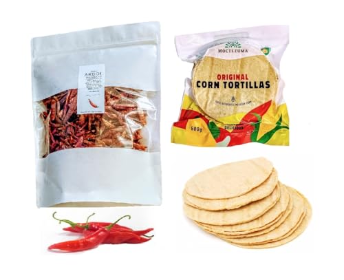 Echte mexikanische Tortillas mit Nixtamal 500g & Chilli Del Arbol, ganze Stücke, sonnengetrocknet, 200g Echte mexikanische Tortillas mit Nixtamal 500g & Chilli Del Arbol, ganze Stücke, sonnengetrocknet, 200g von Tooludic