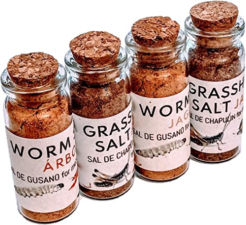 Mexican salt from dried worms 4x10g in elegant tiny bottles for drinks von Tooludic