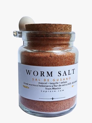 Mexikanisches Salz aus getrockneten Würmern 280g für Mex-Getränke im Glas mit Korken und Holzlöffel Mexikanisches Salz aus getrockneten Würmern 280g für Mex-Getränke im Glas mit Korken und Holzlöffel von Tooludic