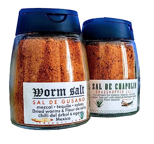 Mexikanisches Salz von Würmern und trockenen Chapulines für Mezcal und Tequila 2x120g von Tooludic