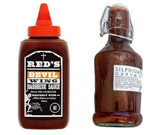 Red's Devil Wing BBQ Sauce 320 g (rotes Fleisch) & Silphium Garum Neuauflage der antiken römischen Salsa 220 ml (Fisch, Hühnchen, Salate, Chips, Garnelen, Pommes Frites) von Tooludic