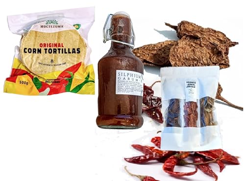 Silphium Garum salsa 220ml & Tortillas mit nixtamal 500g & Tripack Arbol,Chipotle,Guajillo 100g von Tooludic