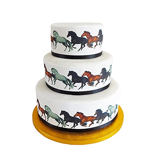 Essbares Deko-Band, Motiv: galoppierende Pferde, Ponys, ideal zum Dekorieren Ihrer Kuchen, einfach zu verwenden von Top That