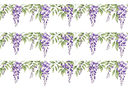 Essbares Deko-Blatt mit Glyzinien-Blumen-Bordüre, ideal für größere Kuchen, einfach zu verwenden von Top That