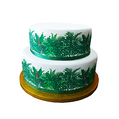 Essbares Dekorpapier mit tropischem grünen Blättern, ideal für größere Kuchen, einfach zu verwenden. von Top That
