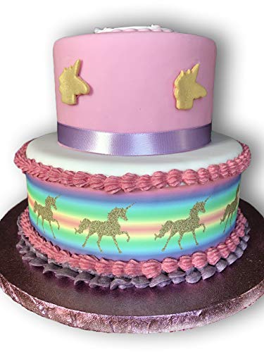 Top That Essbares Deko-Band, Einhorn, Regenbogenmotiv, ideal für größere Kuchen, einfach zu verwenden von Top That