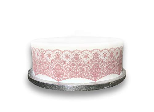 Top That Essbares Deko-Band, rosa Spitzeneffekt, perfekt für größere Kuchen, einfach zu verwenden von Top That