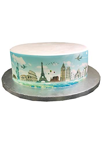 Top That Essbares Deko-Bett, berühmte Welt-Sehenswürdigkeiten, Reise-Skyline-Bordüre, perfekt zum Dekorieren größerer Kuchen, einfach zu verwenden Top That Essbares Deko-Bett, berühmte Welt-Sehenswürdigkeiten, Reise-Skyline-Bordüre, perfekt zum Dekorieren größerer Kuchen, einfach zu verwenden von Top That