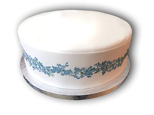 Top That Essbares Dekoband "Forget Me Not Blue" mit Blumenmotiv, ideal für größere Kuchen, einfach zu verwenden von Top That