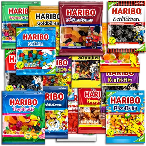 15 er Set Haribo Mischung Überraschungspaket/Mischpaket/Partypaket/Fruchtgummi/Lakritz und Schaumzucker 15x 160-175g von TopDeal