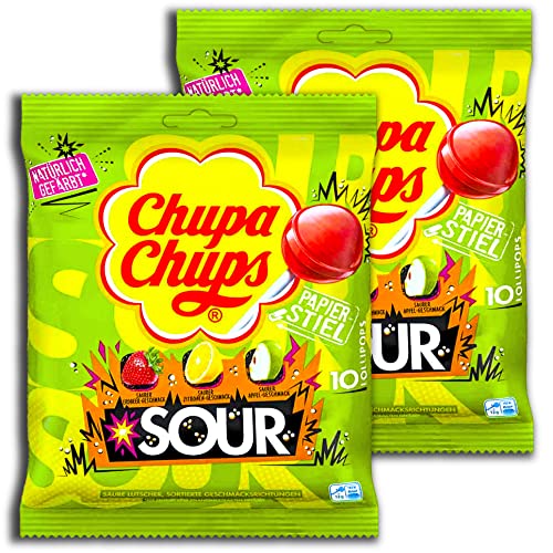 2 er Pack Chupa Chups Sour 2 x 10er (2 x 120 g Tüte) von LAOSEP
