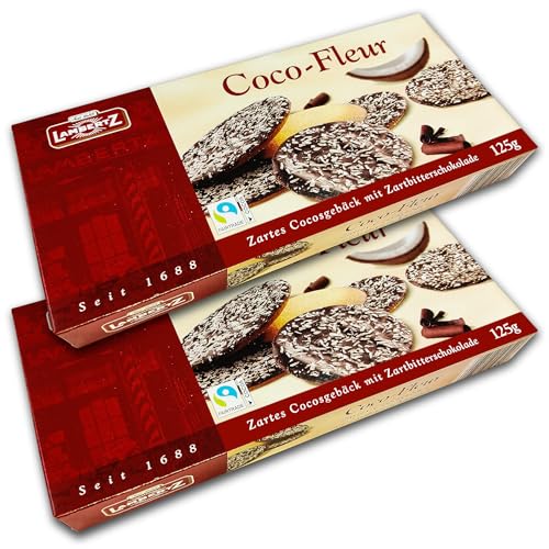 2 er Pack Lambertz Lambertz Coco-Fleur -Feines Gebäck mit Zartbitterschokolade und Kokosraspeln 2 x 125 g von TopDeal