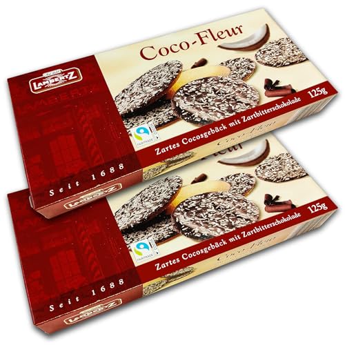 2 er Pack Lambertz Lambertz Coco-Fleur -Feines Gebäck mit Zartbitterschokolade und Kokosraspeln 2 x 125 g von TopDeal