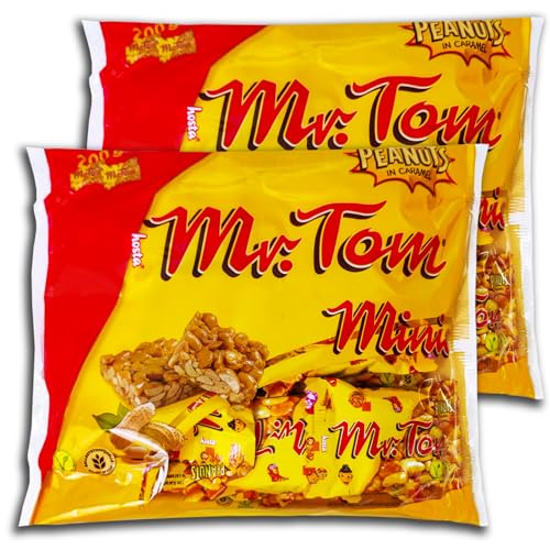 2 er Pack Mr.Tom Mini 2 x 200g Einzeln verpackte Mini-Riegel aus gerösteten Erdnüssen in Karamell von TopDeal