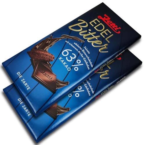 2 er Pack Zetti Edelbitter Schokolade die Zarte 63% Kakao 2 x 100 g von TopDeal