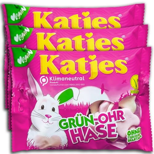3 er Pack Katjes XXL Grün-Ohr Hase 3 x 500 g Schaumzucker mit Fruchtgummi von TopDeal