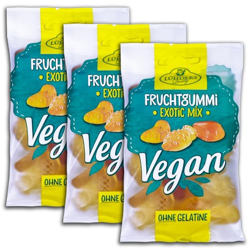 3 er Pack Lühders Vegan Fruchtgummi Gelbe Früchte 3 x 80g Gelatinefrei von TopDeal