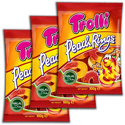 3 er Pack Trolli Peach Rings Halal 3 x 100g von TopDeal