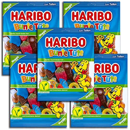 5 er Pack Haribo Bunte Tüte veggie 5 x 175g von TopDeal