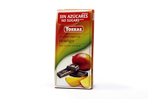 Torras Schokolade ohne Zucker | Zuckerfreie Schokolade | Schokolade ohne Zuckerzusatz, weniger Kalorien, Low Carb (kohlenhydratreduziert) | Geschmack: Dark Chocolate mit Mango (1 x 75 g) von Torras