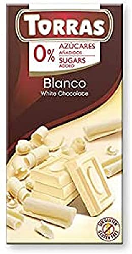 Torras zuckerreduzierte Schokolade, Schokolade ohne Zuckerzusatz, Weiße Schokolade, Tafel (75g) von Torras