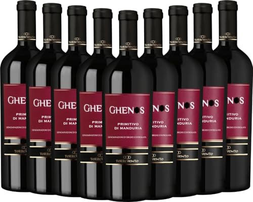 Ghenos Primitivo di Manduria DOC Torrevento Rotwein 9 x 0,75l VINELLO - 9 x Weinpaket inkl. kostenlosem VINELLO.weinausgießer von Torrevento