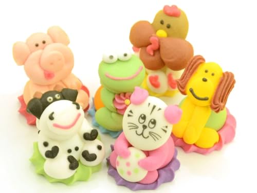 Farm Tiere sitzend Zucker, 6 Stück Farm Tiere sitzend Zucker, 6 Stück von Torten Deko Shop