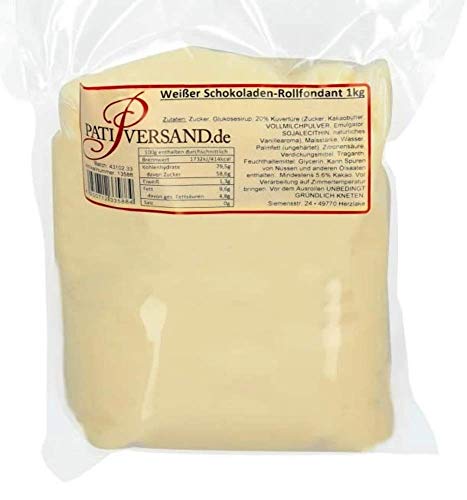 Weißer Schokoladen Rollfondant, 1kg Weißer Schokoladen Rollfondant, 1kg von Torten Deko Shop