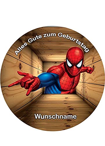 Spiderman mit Wunschname, Essbares Foto für Torten, Tortenbild, Tortenaufleger Ø 20cm - Super Qualität, 08502 von Torten-colorful 7/24