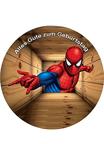 Spiderman mit Wunschname, Essbares Foto für Torten, Tortenbild, Tortenaufleger Ø 20cm - Super Qualität, 08503 von Torten-colorful 7/24