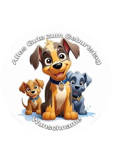 Tortenbild-Wunschname, Hund, Dog, Zuckerbild, Essbares Foto für Torten, Tortenbild, angelehnt an Paw Patrol, Tortenaufleger Ø 20cm - Super Qualität, 04617 von Torten-colorful 7/24