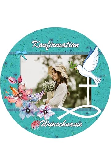 Tortenbild-Wunschname und Bild, Konfirmation, Zuckerbild mit dem Motiv:, Essbares Foto für Torten, Tortenbild, Tortenaufleger Ø 20cm - Super Qualität, 00958 von Torten-colorful 7/24