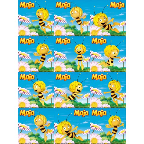 Bedruckte Oblaten quadratisch - Biene Maja Blumenwiese in verschiedenen Größen und Papier (Dekor-Plus Papier, 6 x 6 cm - 12 Stück) von Tortenbild