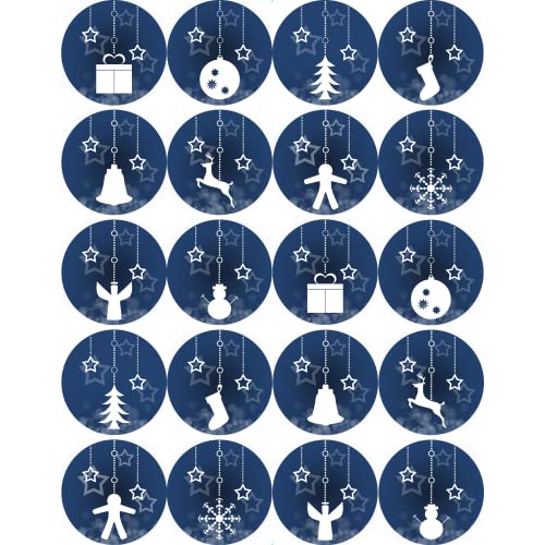 Bedruckte Oblaten rund - Weihnachtsmotiv blau in verschiedenen Größen und Papier (Oblatenpapier Premium, 20 Stück x 5cm Durchmesser) von Tortenbild
