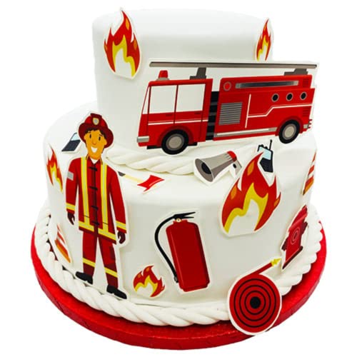 Essbare Tortendeko - Feuerwehr - Fondant Kuchen Tattoo aus essbarem Zuckerpapier von Tortenbild