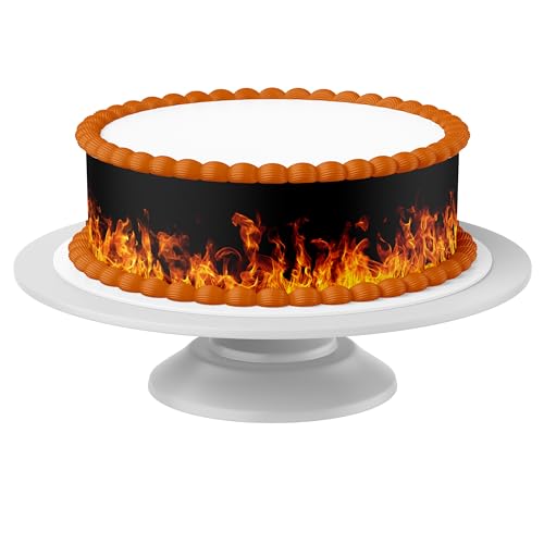 Tortenband Feuer essbar - 4 Stück á 24cm x 5cm passend für Torten bis 30 cm zum mitessen - kreative Dekoration für Torten von Tortenbild
