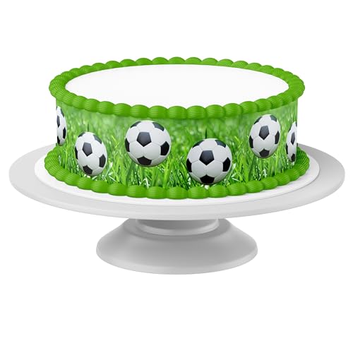 Tortenband Fußball essbar - 4 Stück á 24cm x 5cm passend für Torten bis 30 cm zum mitessen - kreative Dekoration für Torten von Tortenbild