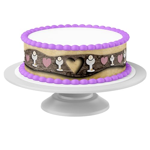 Tortenband Kommunion/Konfirmation 1 essbar - 4 Stück á 24cm x 5cm passend für Torten bis 30 cm zum mitessen - kreative Dekoration für Torten von Tortenbild