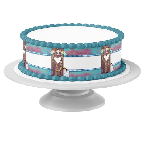 Tortenband Kommunion/Konfirmation 2 essbar - 4 Stück á 24cm x 5cm passend für Torten bis 30 cm zum mitessen - kreative Dekoration für Torten von Tortenbild