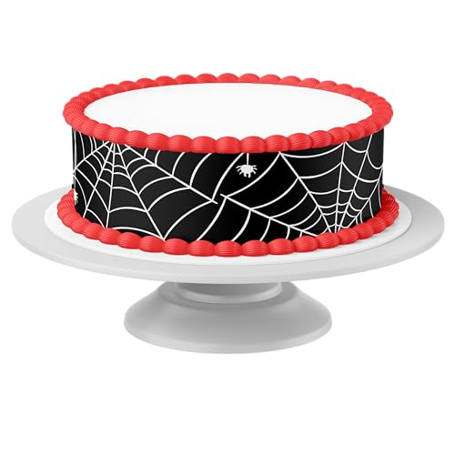 Tortenband Spinnennetz essbar - 4 Stück á 24cm x 5cm passend für Torten bis 30 cm zum mitessen - kreative Dekoration für Torten von Tortenbild