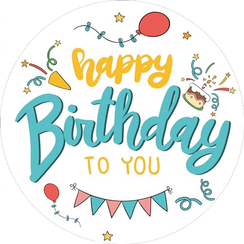Tortenbild 20cm "Happy Birthday to you" - essbarer Tortenaufleger rund aus Premium-Dekor-Papier von Tortenbild