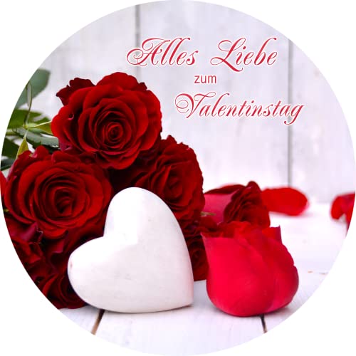 Tortenbild Valentinstag - Rosen und Herz - Rund mit individuellem Text Tortenaufleger Tortenbild Valentinstag - Rosen und Herz - Rund mit individuellem Text Tortenaufleger von Tortenbild