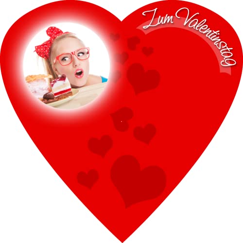 Tortenbild Valentinstag - Rote Herzen - Herzform mit individuellem Bild/Text Tortenaufleger von Tortenbild