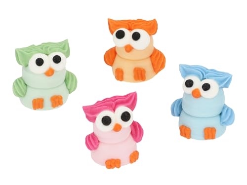 Eulen 3D Zucker, 4 Stück Eulen 3D Zucker, 4 Stück von Tortendekoshop