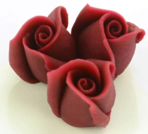 Marzipan Rosen klein bordeaux, 4 Stück Marzipan Rosen klein bordeaux, 4 Stück von Tortendekoshop
