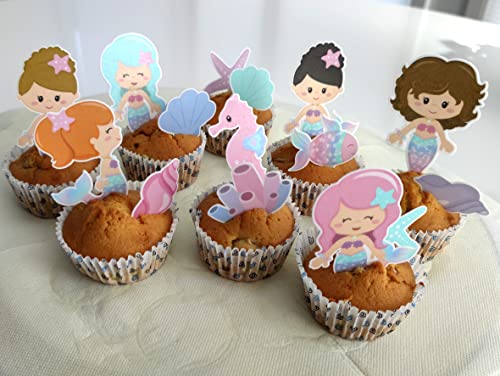 Muffinaufleger ' CupCake Bilder essbar ' MEERJUNGFRAU ' aus ESSPAPIER (Oblatenpapier) von Tortenpixel